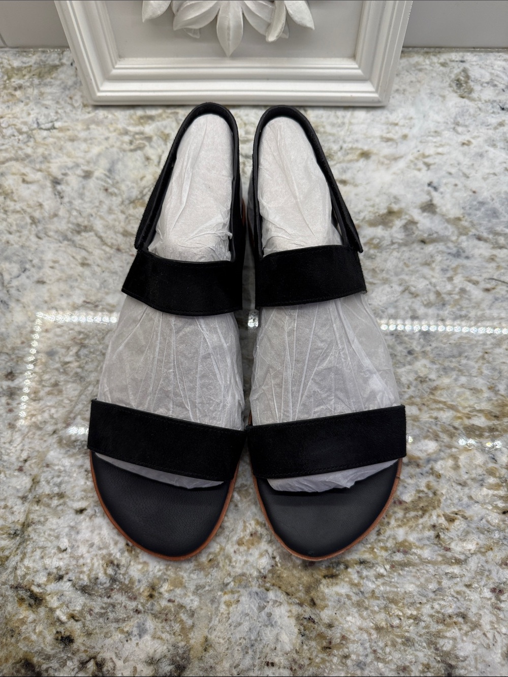 Johnston & Murphy Women’s Black Two‑Strap Sandals